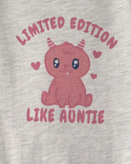 Baby Girl 'Limited Edition Like Auntie' Long-Sleeve Graphic Bodysuit - Grey