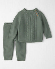 Baby 2-Piece Organic Cotton Cable Knit Top & Pant Set