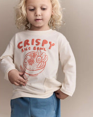 Toddler 'Crispy Rice Bowl' Long-Sleeve Relaxed Graphic Tee - Cream