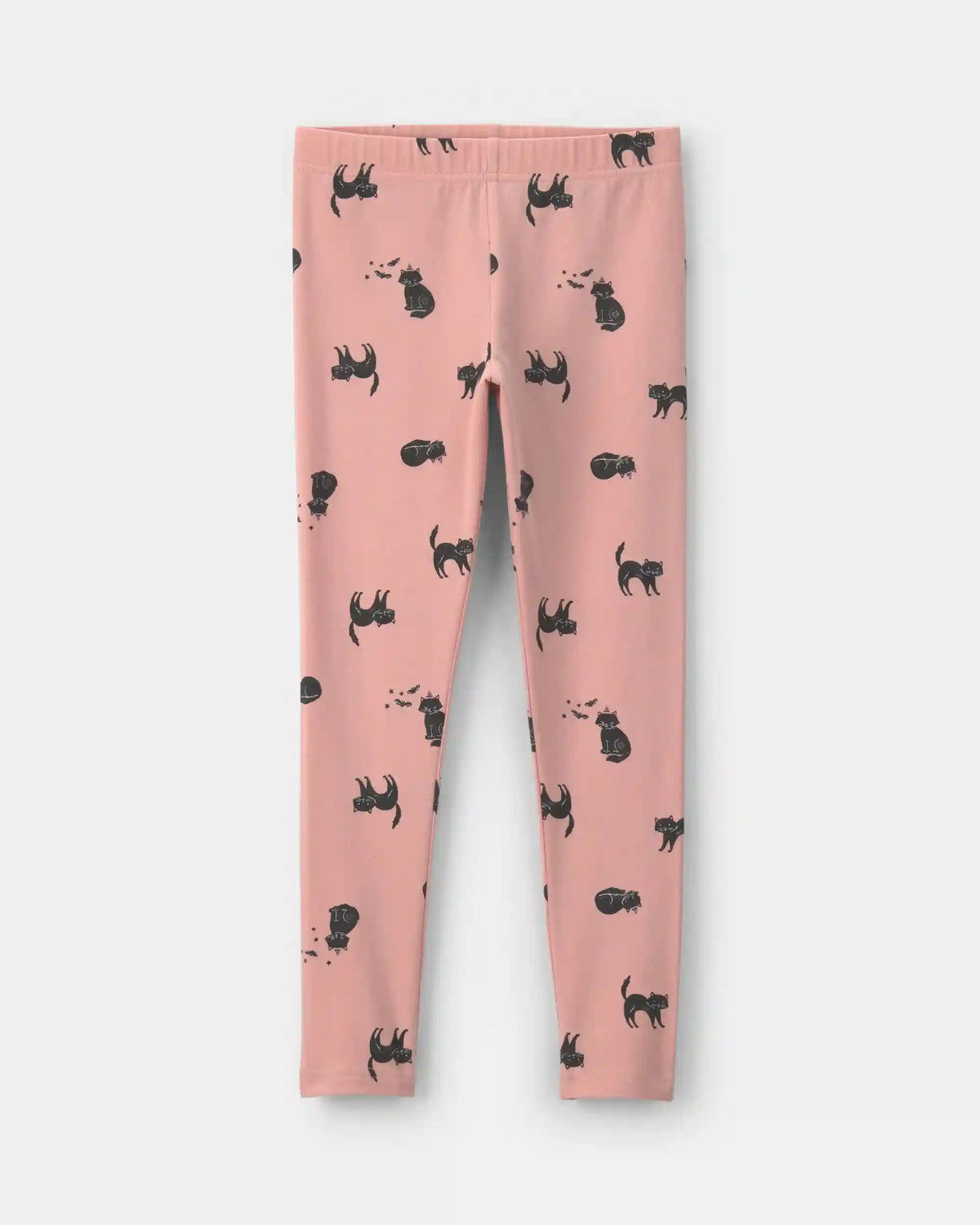 Girls Cat Halloween Pull-On Stretch Leggings - Pink