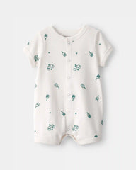 Baby Pickleball Short-Sleeve Romper - White