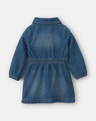 Baby Girl Denim Long-Sleeve Dress - Medium Wash