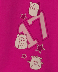 Girls Squishmallow Fleece Wide-Leg Pants - Pink