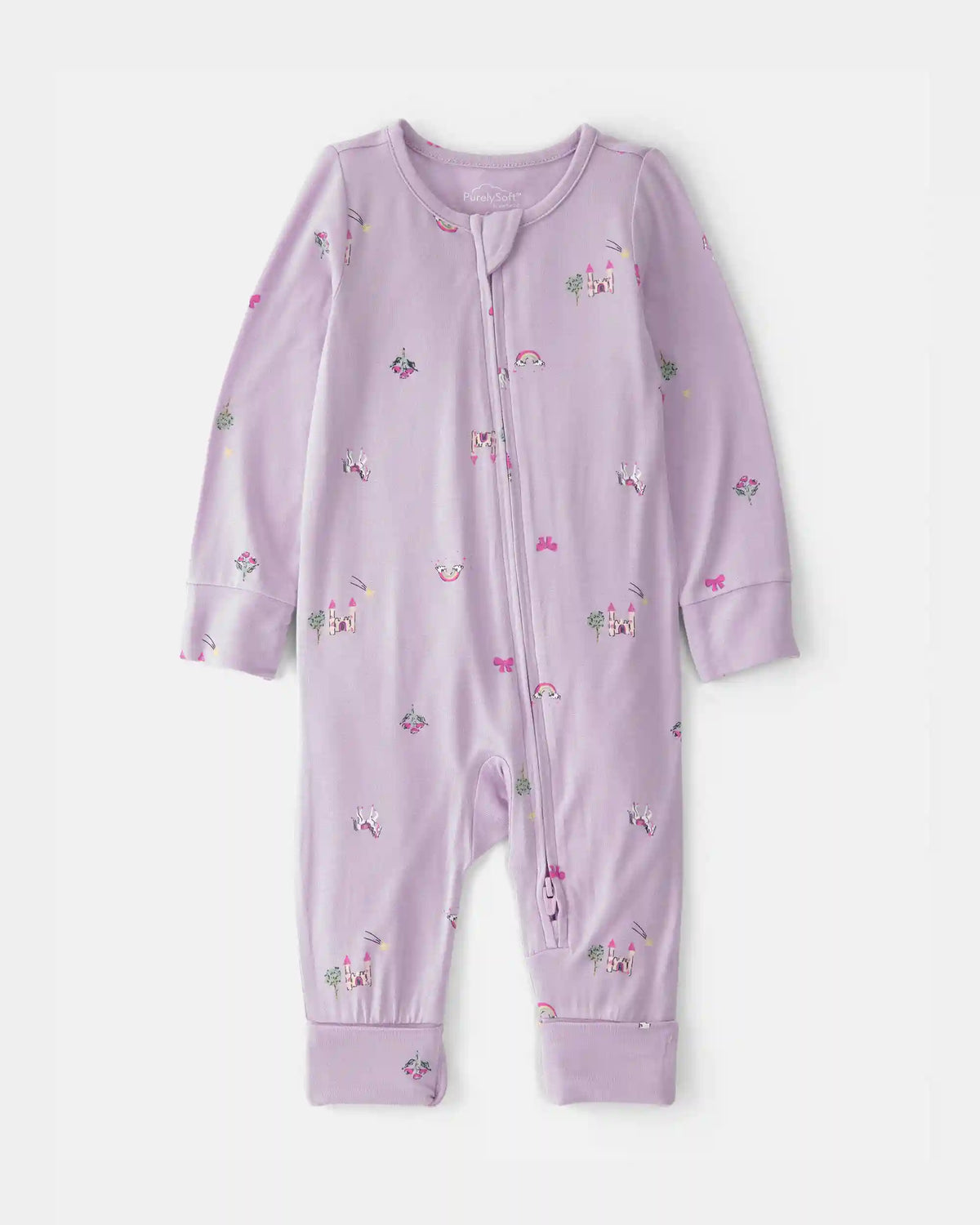 Baby Girl Fairytale 2-Way Zip PurelySoft Sleep & Play Pajama - Purple