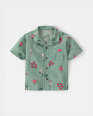 Toddler Boy Veggie Fruit Short-Sleeve Button-Down Shirt - Green