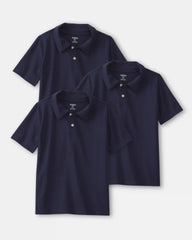 Boys 3-Pack Uniform Active Polo Shirts - Navy