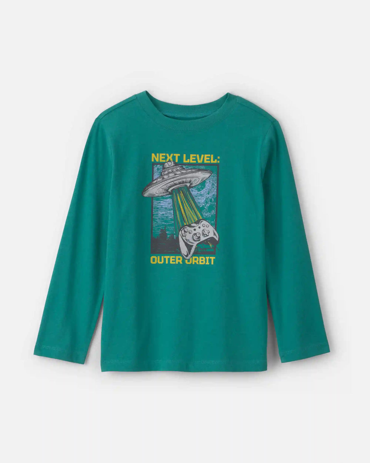 Boys 'Next Level Outer Orbit' Spaceship Long-Sleeve Graphic Tee - Green