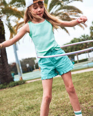 Girls Rib Tank Top - Green