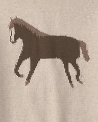 Kids Organic Cotton Horse Sweater Knit Pullover