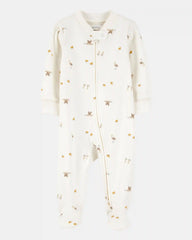 Baby Mini Bird Print 2-Way Zip Cotton Sleep & Play Pajamas