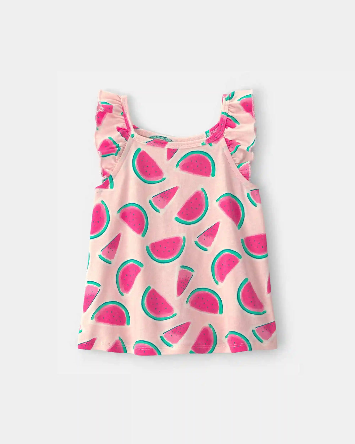Toddler Girl Watermelon Ruffle-Sleeve Tank Top - Pink