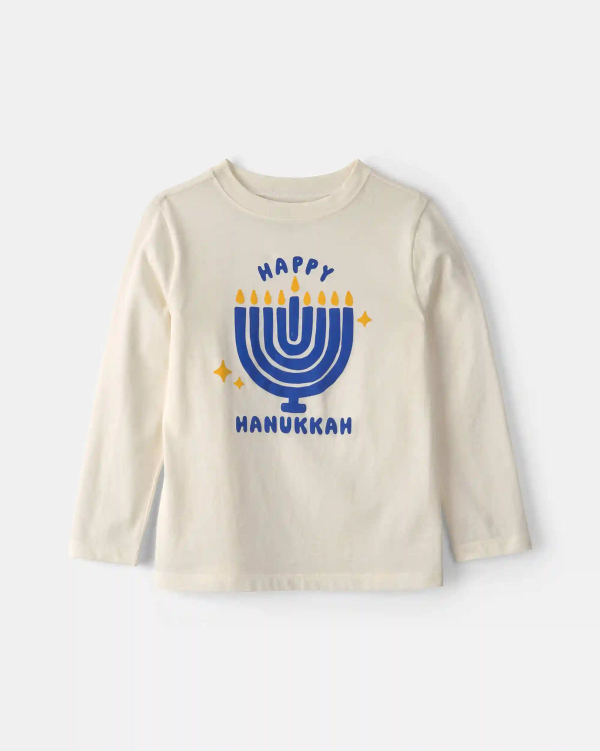 Kids 'Happy Hanukkah' Menorah Long-Sleeve Graphic Tee - Cream