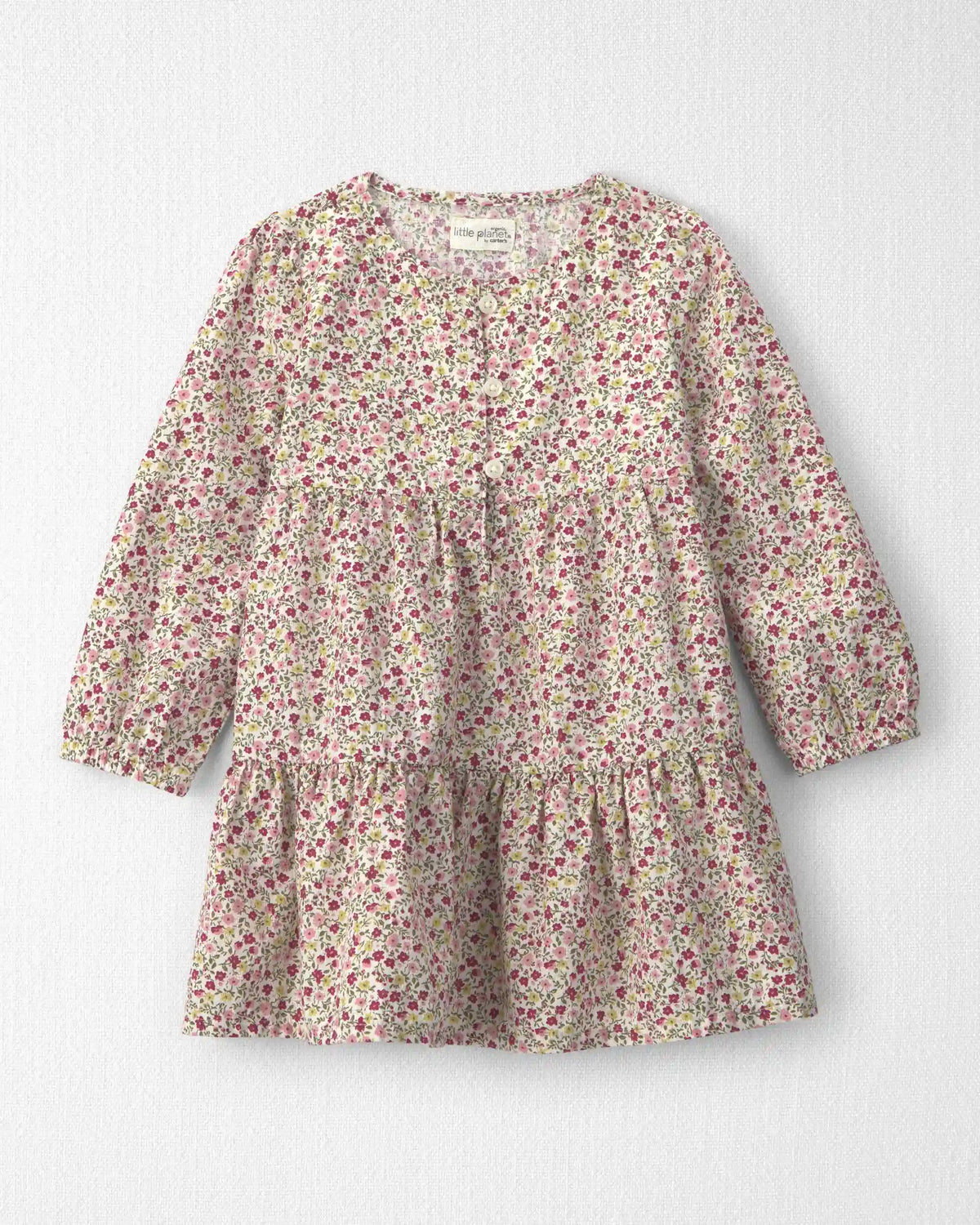 Toddler Girl Organic Cotton Dobby Dress in Floral