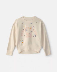 Girls 'OshKosh' Floral French Terry Pullover Sweatshirt - Cream