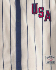 Baby 2-Piece 'USA' Baseball Striped Top & Short Set
