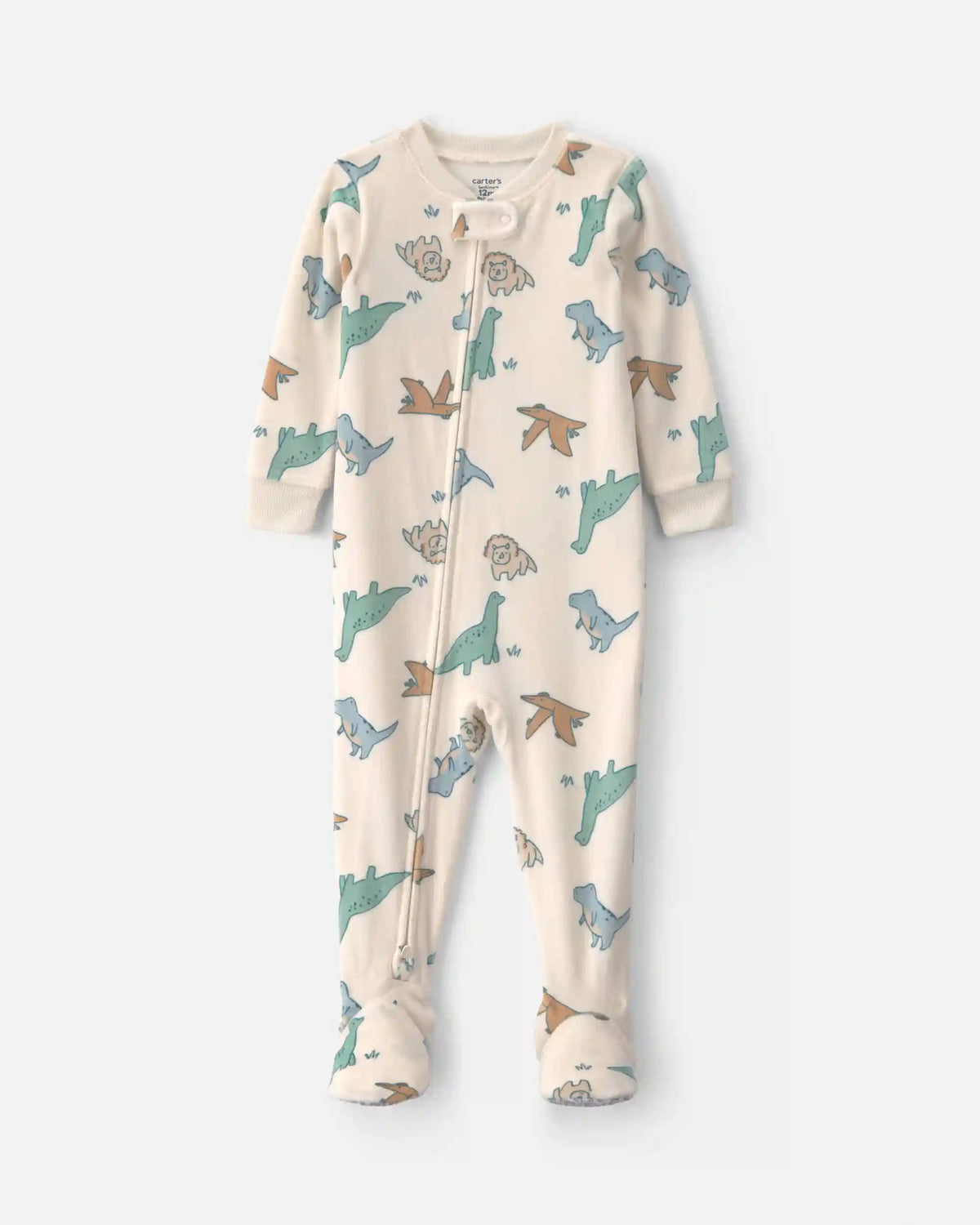 Toddler Boy 1-Piece Dino DreamPlush Snug Fit Footed Pajama - Cream