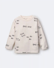 Toddler 'Hi Bye' Long-Sleeve Relaxed Graphic Tee - Cream