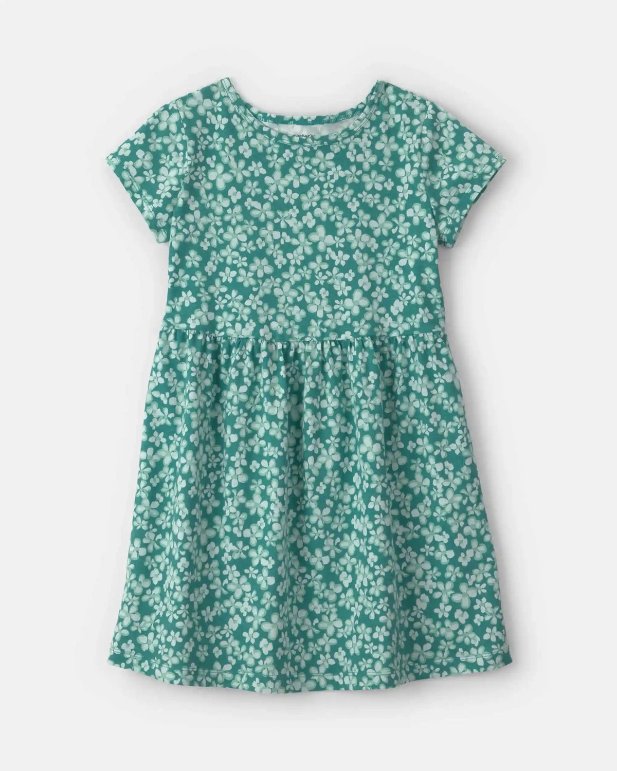 Girls Floral Short-Sleeve Dress - Green