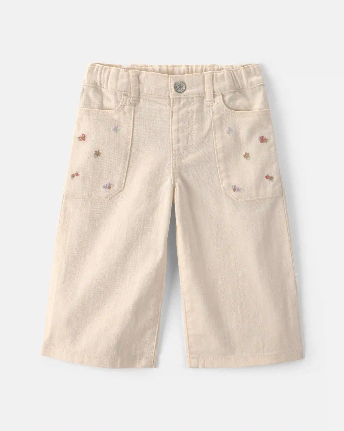 Baby Girl Floral Twill Pants - Cream