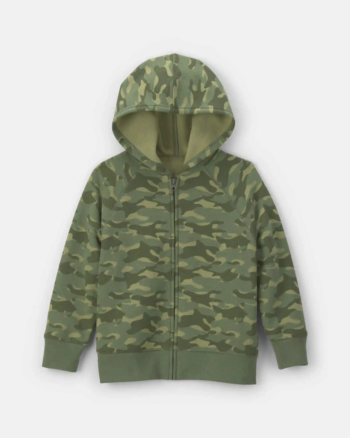 Boys Camo Zip-Up Hoodie - Green