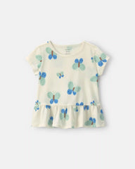 Toddler Girl Butterfly Peplum Top - Cream