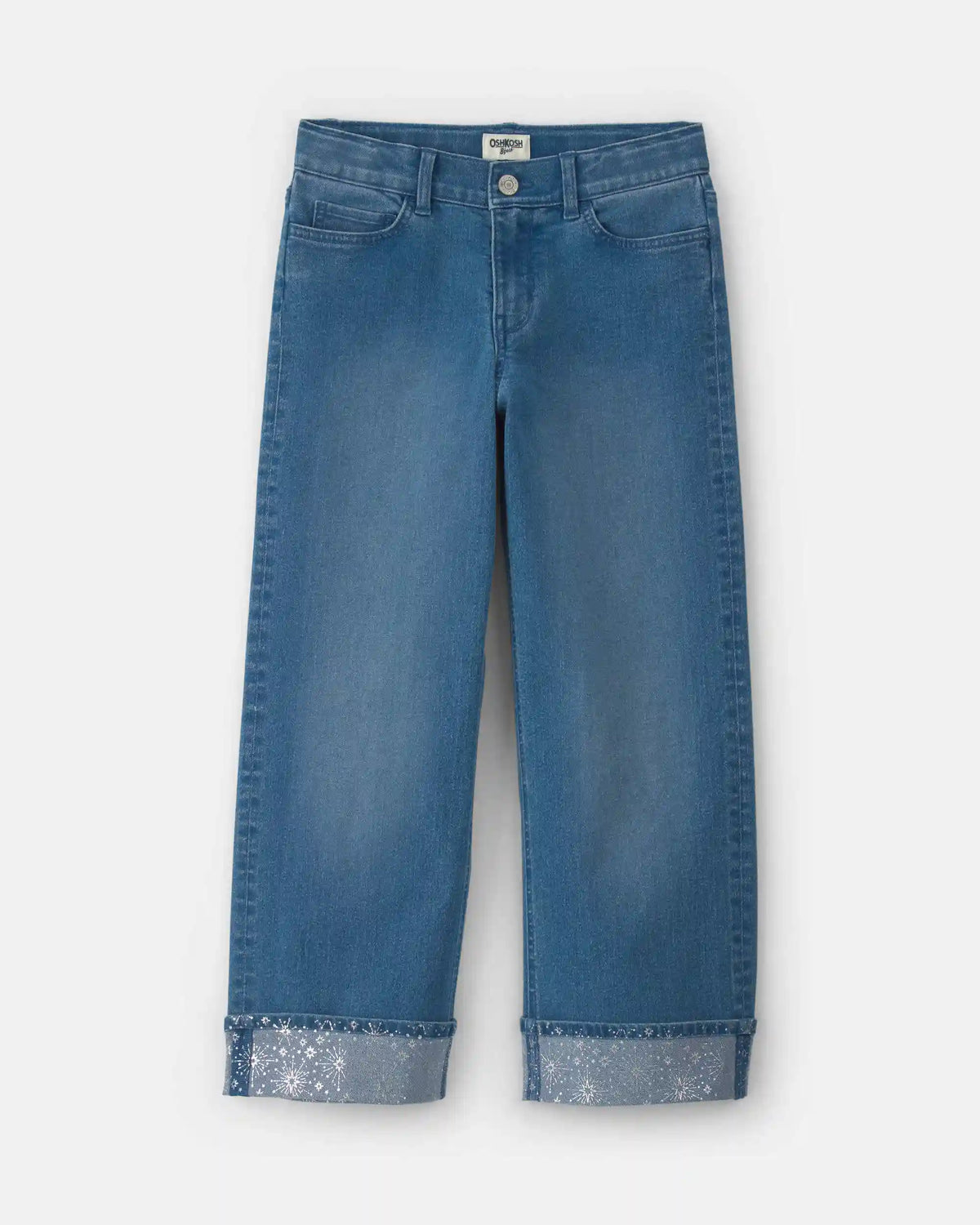 Girls Shine Denim Wide-Leg Jeans - Light Wash