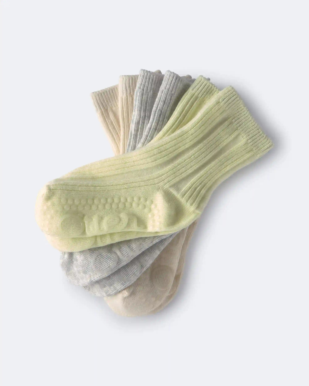 Toddler 3-Pack Crew Socks - Cream/Heather Grey/Yellow