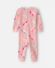 Toddler Girl 1-Piece Unicorn DreamPlush Snug Fit Pajama - Pink