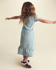 Girls Bow Midi Dress - Blue