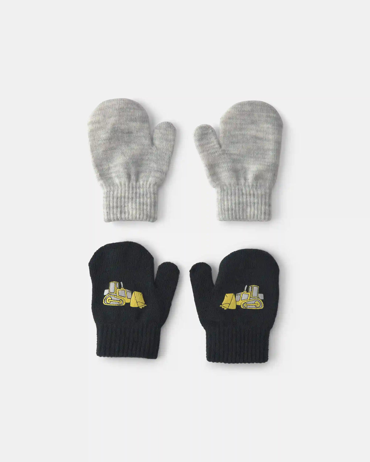 Toddler Boy 2-Pack Construction Mittens - Black/Grey