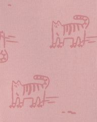 Baby Girl Cat Long-Sleeve Top & Pant Set - Pink