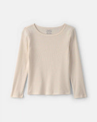 Girls Long-Sleeve Ribbed Top - Cream