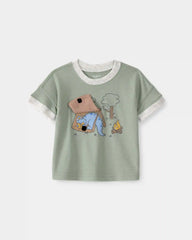 Baby Boy Camping Dinosaur Graphic Tee - Green