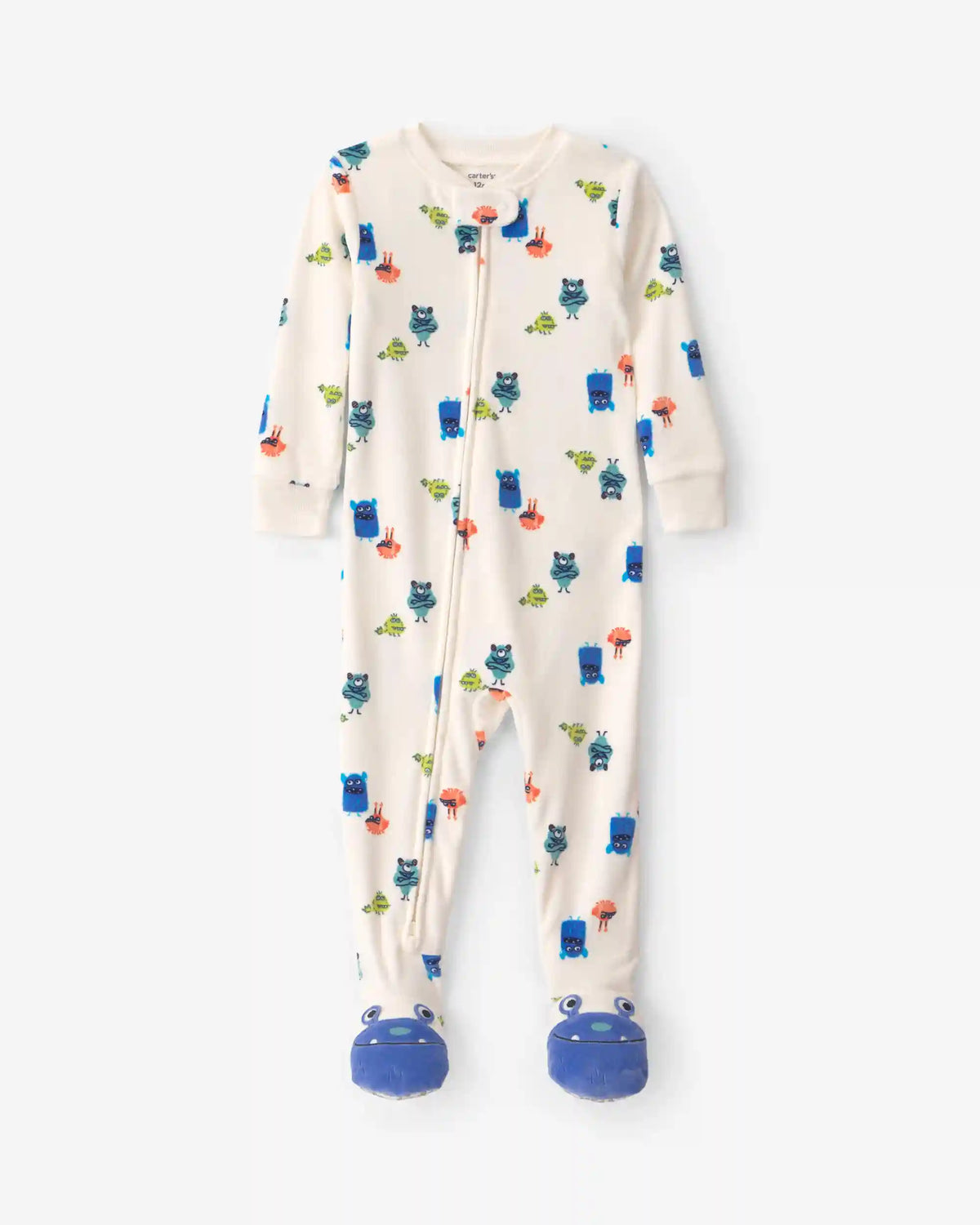Toddler Boy 1-Piece Monster DreamPlush Snug Fit Footed Pajama - Cream