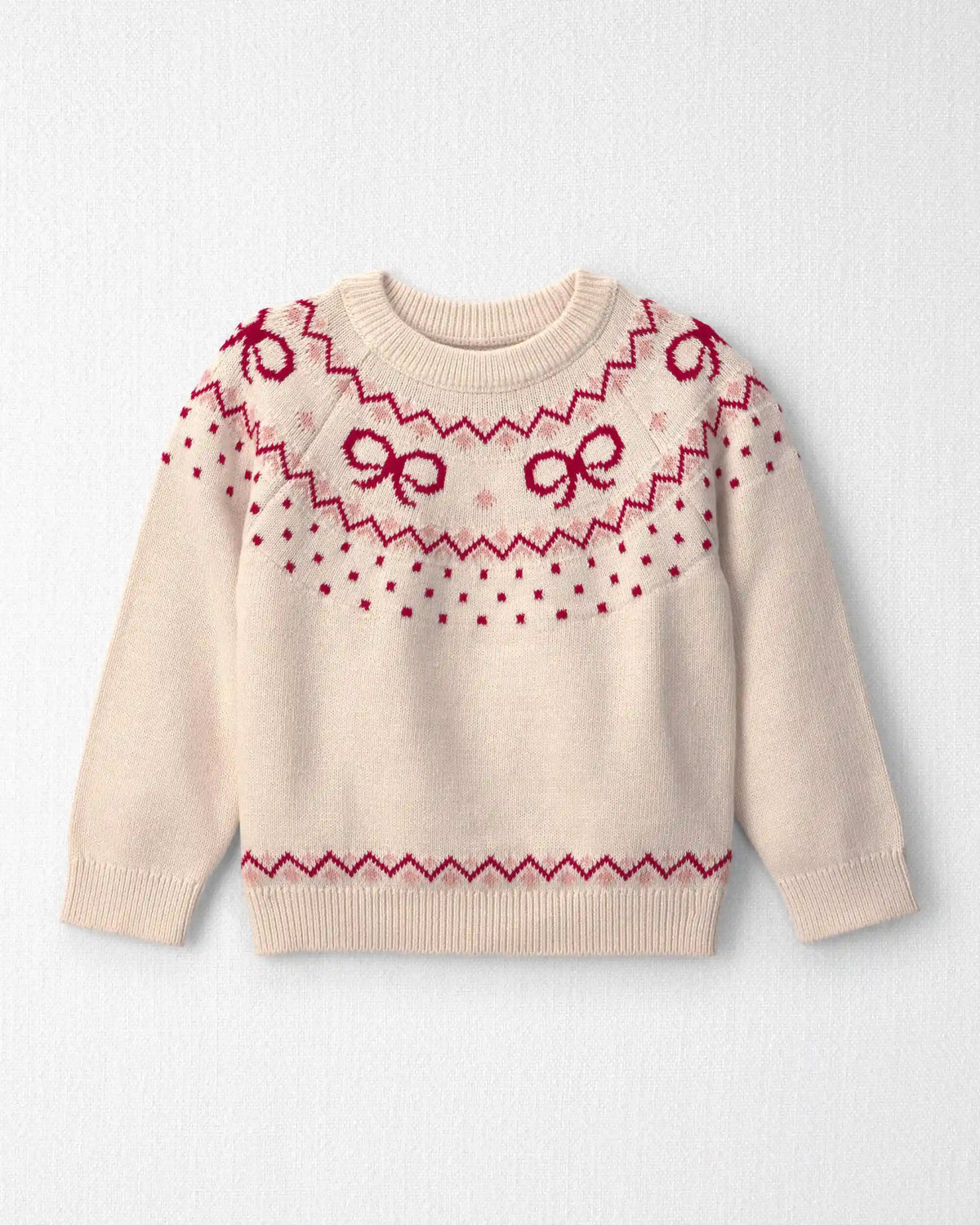 Toddler Girl Organic Cotton Fair Isle Sweater Knit Pullover