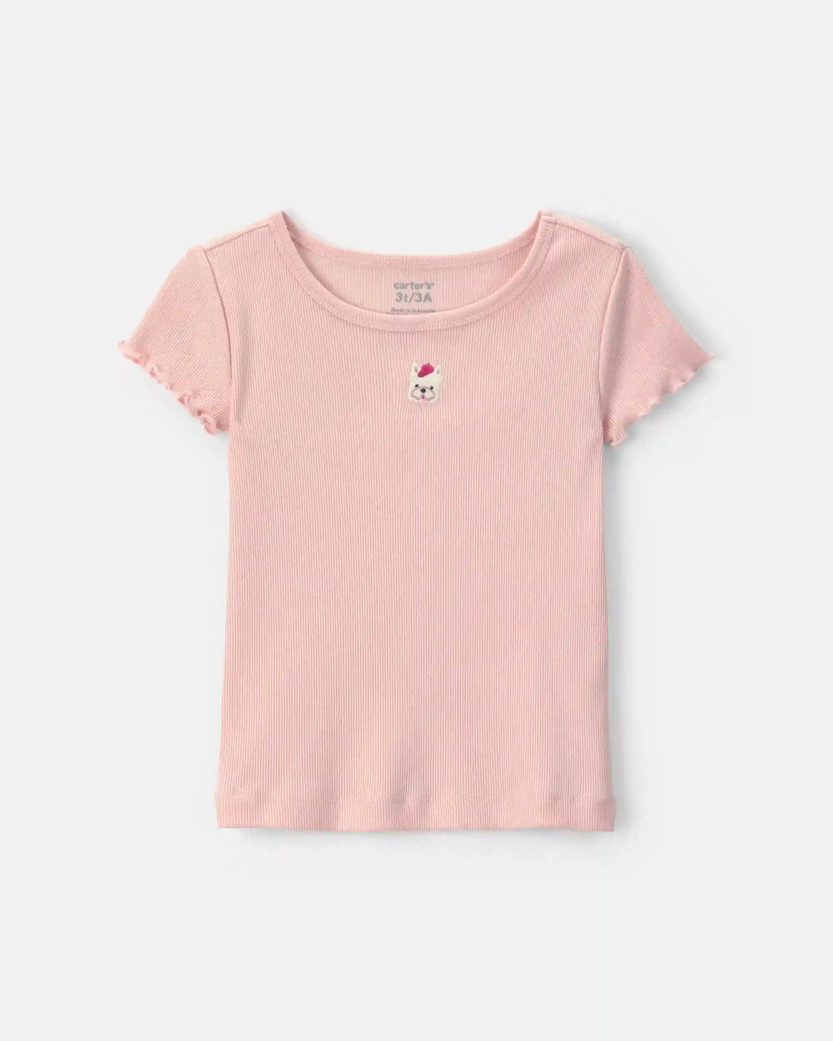 Toddler Girl Dog Rib Top - Pink