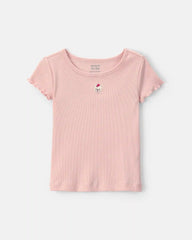 Toddler Girl Dog Rib Top - Pink
