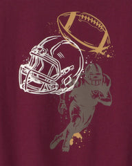 Boys Football Long-Sleeve Graphic Tee - Burgundy