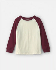 Boys Color Block Long-Sleeve T-Shirt - Cream/Burgundy
