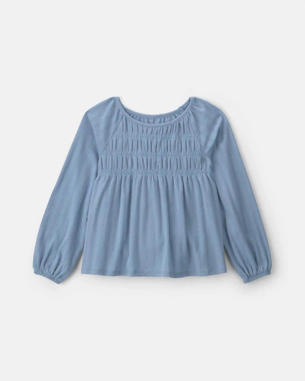 Girls Long-Sleeve Peplum Top - Blue