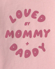Baby Girl 'Loved By Mommy & Daddy' Long-Sleeve Graphic Bodysuit - Pink