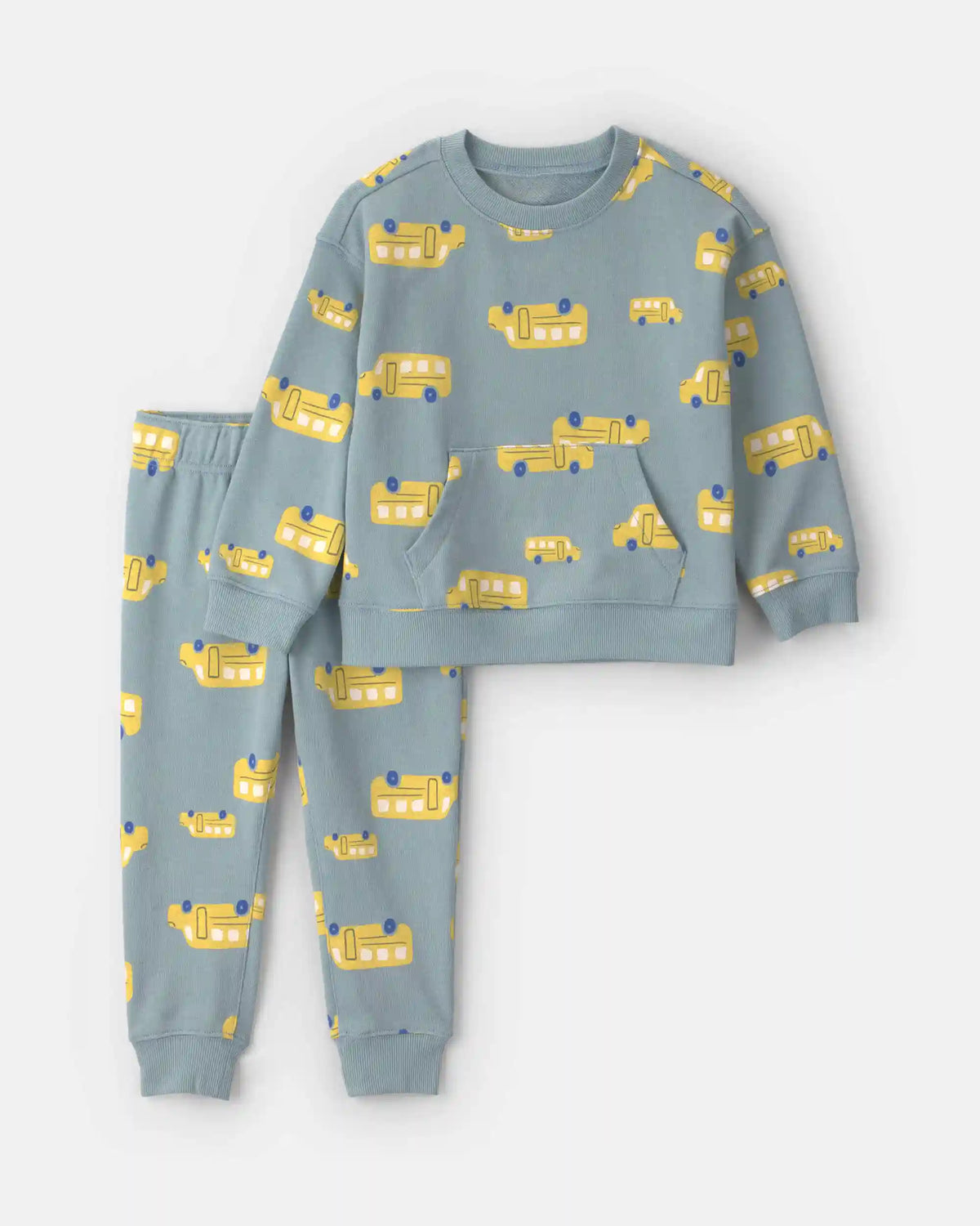 Baby Boy 2-Piece School Bus Sweatshirt & Pant Set - Blue/Yellow