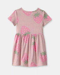 Toddler Girl Strawberry Short-Sleeve Dress - Pink