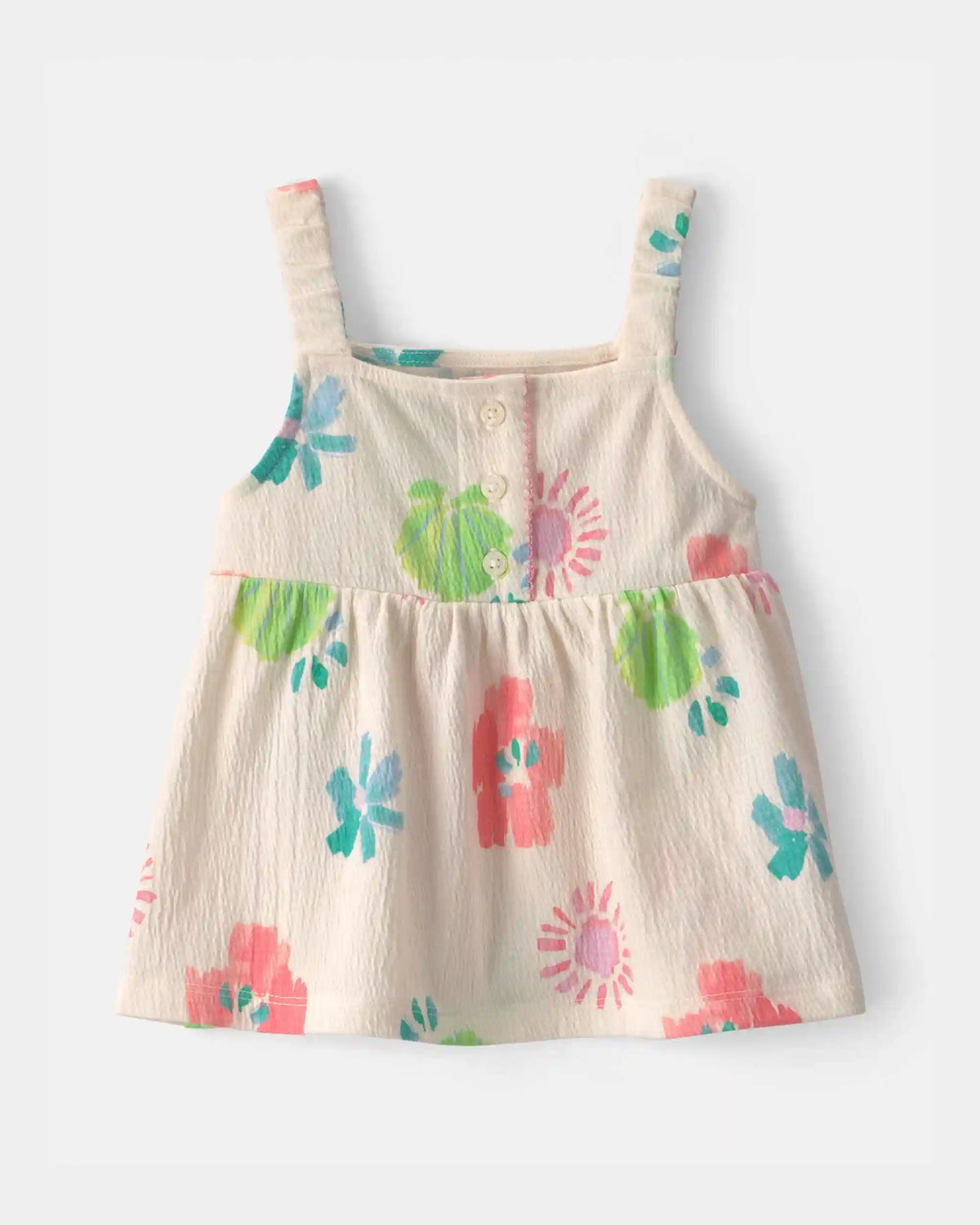 Toddler Girl Summer Floral Tank Top - Cream