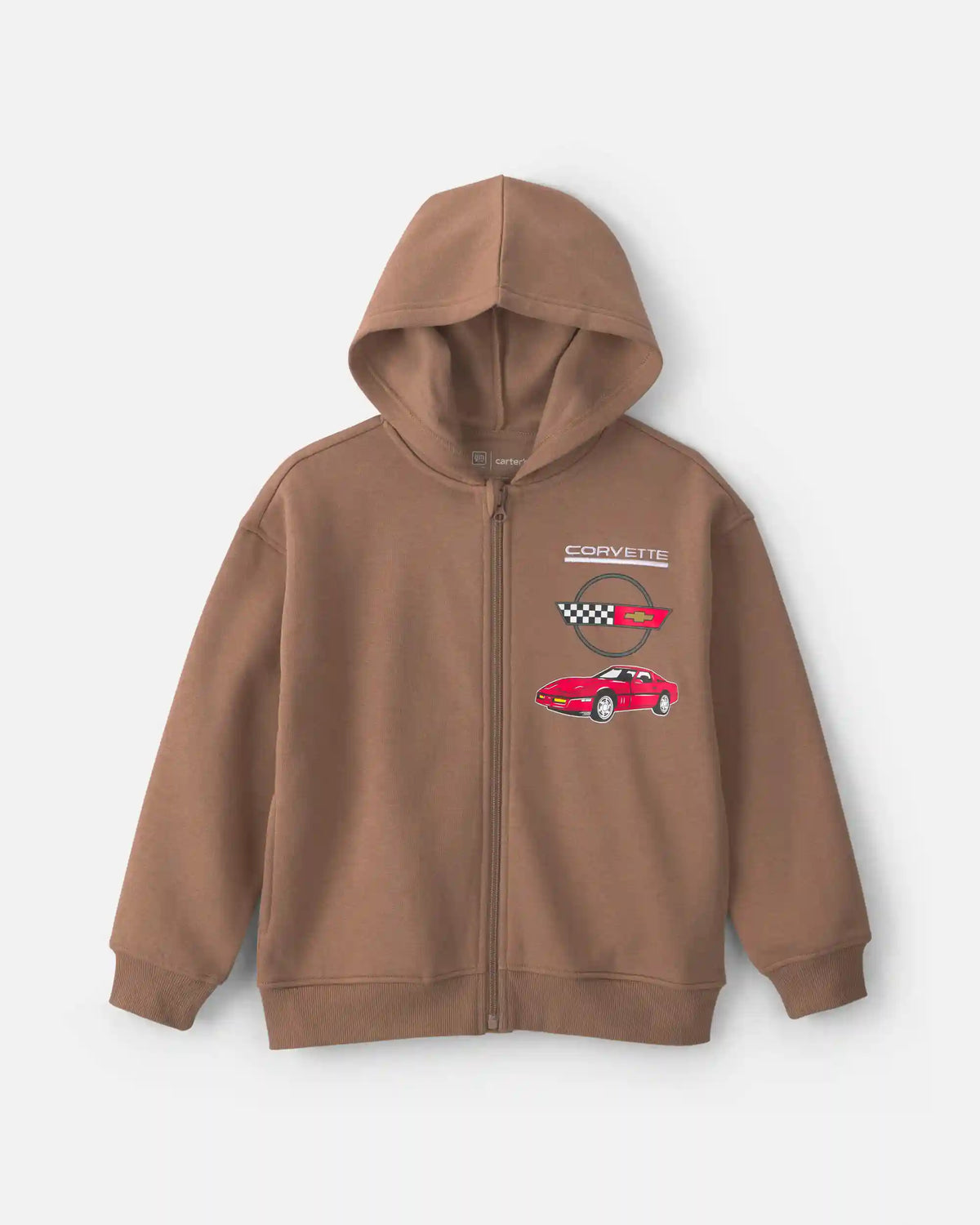 Boys 'Corvette' Zip-Up Hoodie - Brown