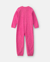 Girls 1-Piece Smiley Faces Fleece Loose Fit Pajama - Pink