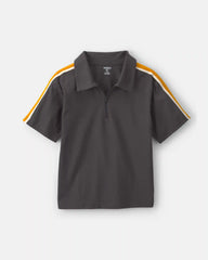 Boys Striped Polo Shirt - Grey