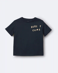 Toddler 'Here I Come' Rolled Cuff Tee - Navy