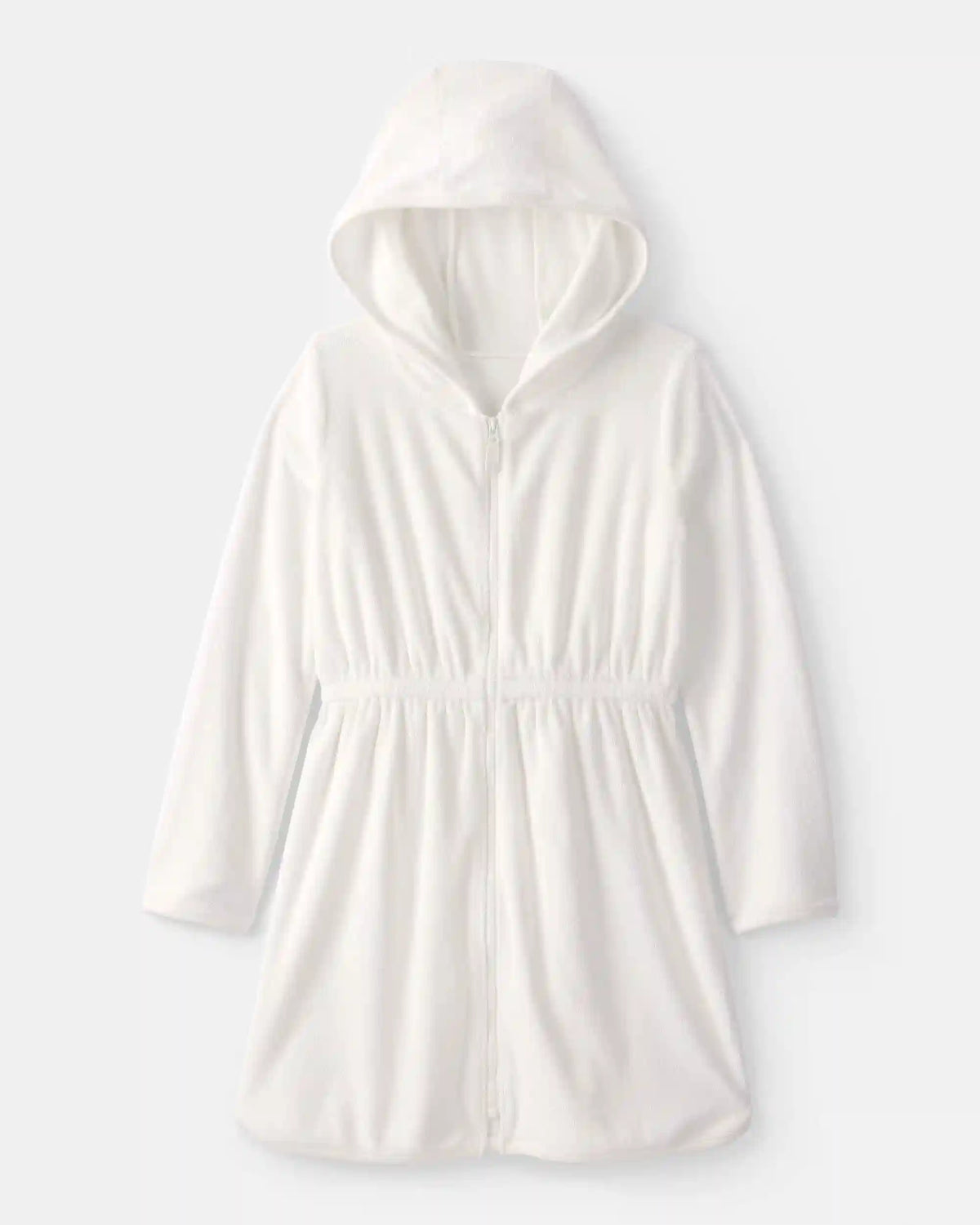 Girls Terry Long-Sleeve Cover Up - White