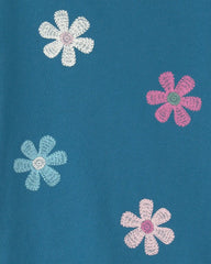 Toddler Girl Flower Graphic Tee - Blue